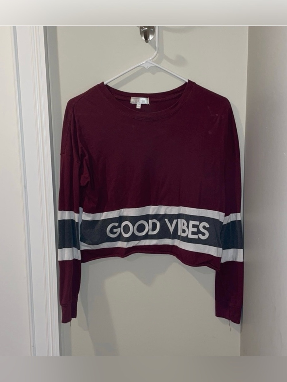 Good Vibes Long Sleeve Crop Top—Stella Tweed